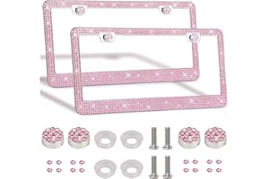 RTPCOR 2 Pack Bling License Plate Frames Premium Sparkly License Plate Frame for Women Durable Pink Bling Car Accessories