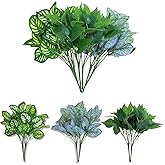 RongyuHuide 6 Bundles of Artificial Green Plants, Artificial Greenery, Fake Floral Plants Decor Outdoor Artificial Plants,Plastic Plants,Outdoor Large Decorative Flowers (Green)