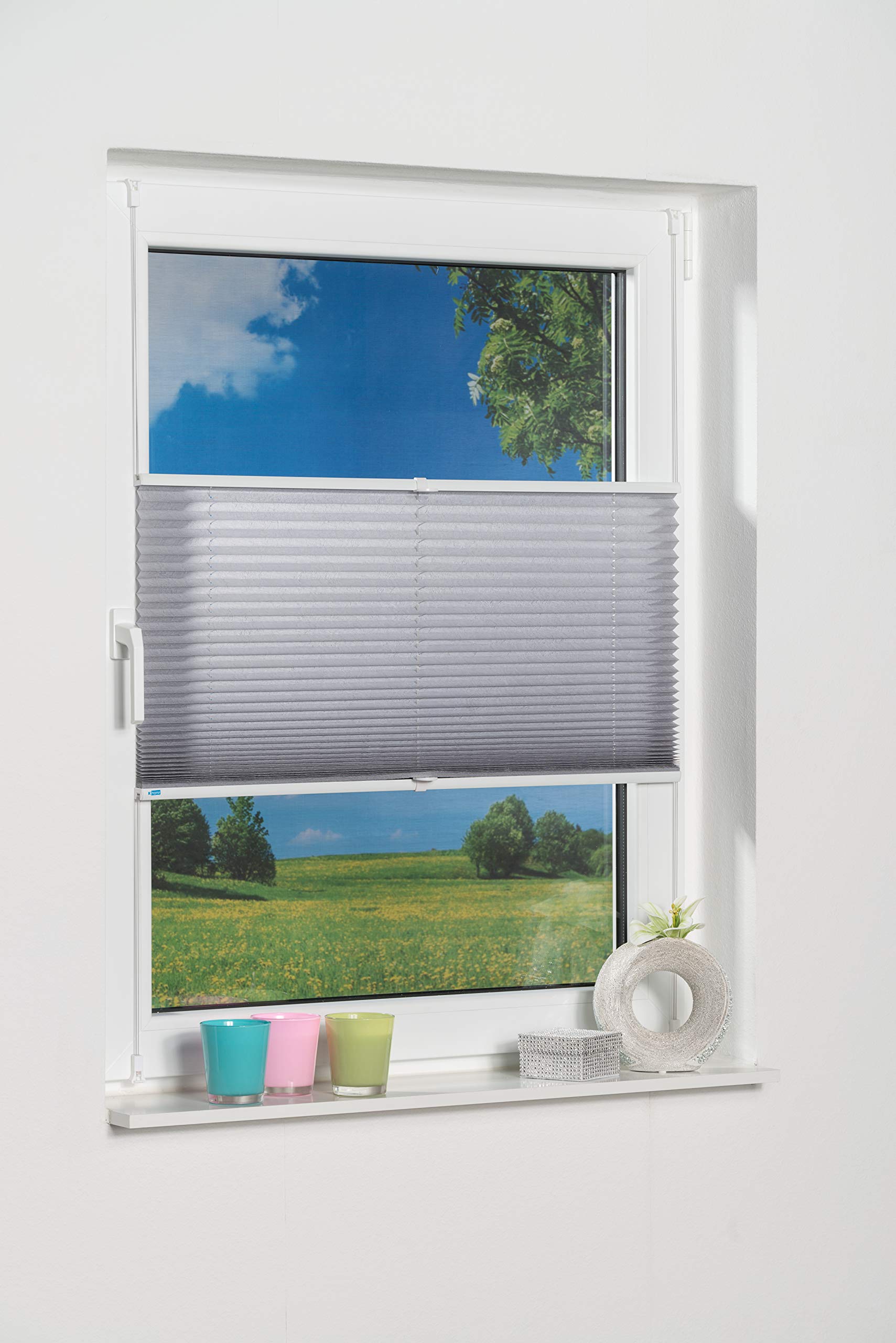 Khome 688899-36 Klemmfix Pleated Blind, Polyester, Gray
