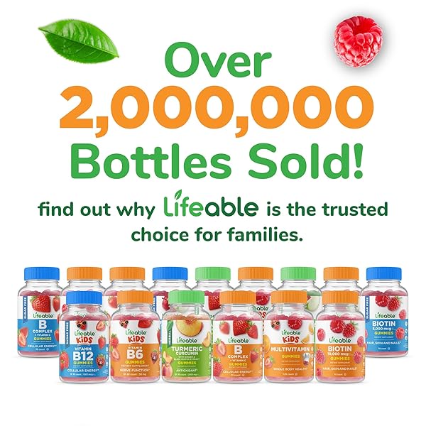 LIFEABLE BIOTIN GUMMIES | 10,000MCG | GREAT TASTING HAIR SKIN AND NAILS GUMMIES | GMO-FREE VEGAN BIOTIN SUPPLEMENT | HAIR SKIN AND NAILS VITAMINS FOR WOMEN | 90 GUMMIES