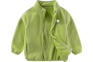 Toddler Kids Polar Fleece Jacket, Thickened Full-Zip Long Sleeve Warm Coats Outwear for Baby Boys Girls Autumn Spring Winter