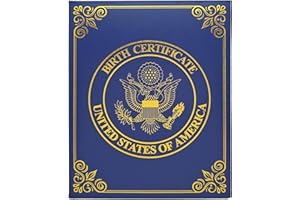 ASVP SHOP U.S. Birth Certificate Holder – Elegant Navy Blue Cover with Gold Foil Eagle Emblem | Unisex Baby Keepsake & Newborn Gift