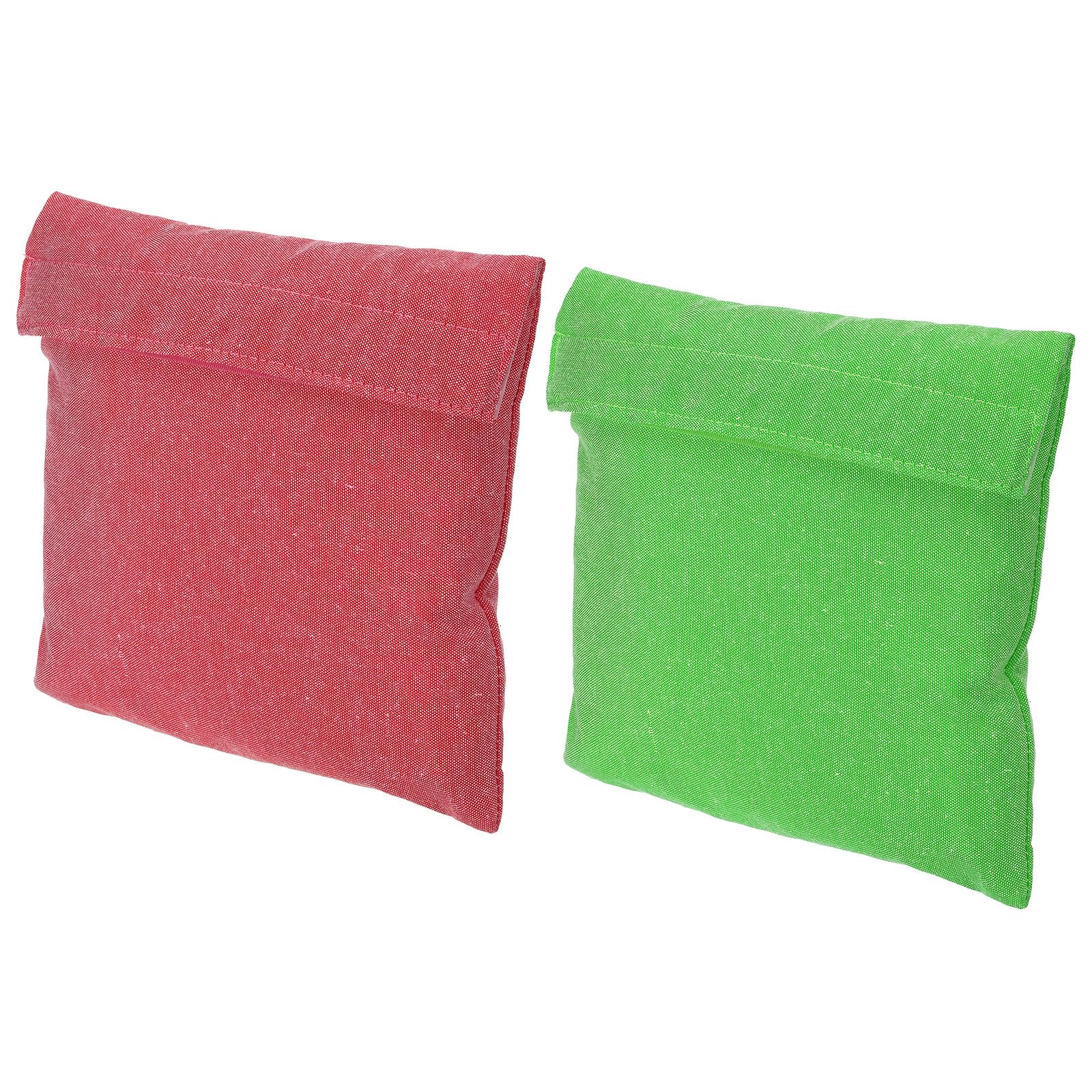 PATIKIL 7"x7" Reusable Snack Bag Sandwich Bag, 2 Pack Hook and Loop Fastener Flip Snack Sack Polyester Washable Portable, Fuchsia/Green