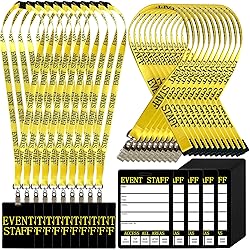 30 Pack Yellow Event Staff Lanyards with PVC Pass