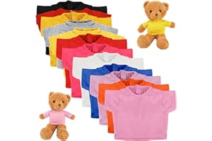 SWAKUTA 12 Pcs Sublimation Bear Clothes Stuffed Bear Toy Clothing Stuffed Animal Blank Tee Shirt White Hoodie for 14-18 Inch Stuffed Bears Dolls DIY (Color Style 2)