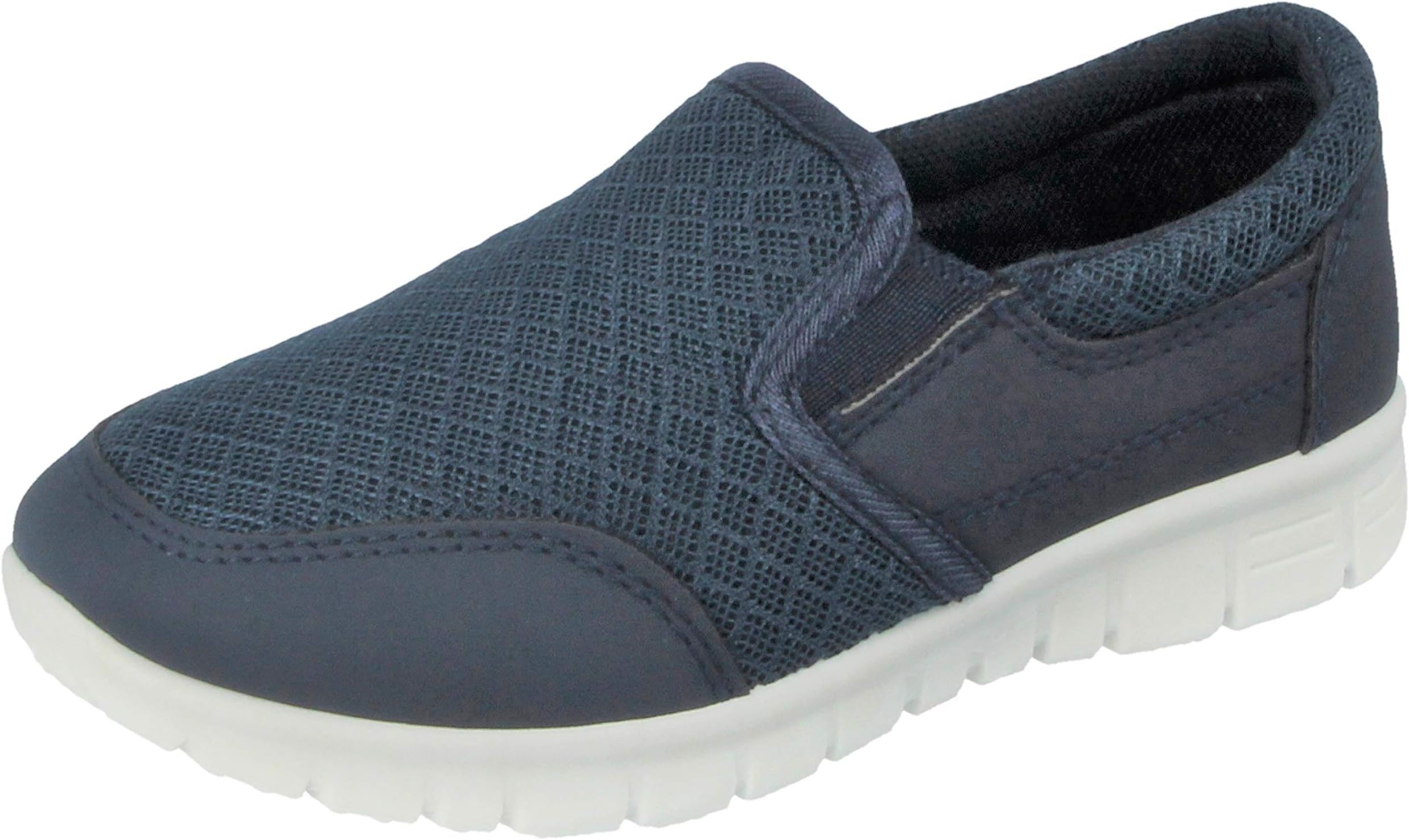 Kids Infant Girls Boys Navy Mesh Canvas Slip On Plimsoll Pumps Memory Foam Comfort Low Top Trainers Go Shoes