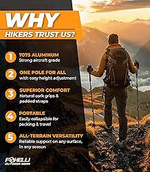 Foxelli Trekking Poles – Lightweight Collapsible