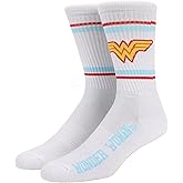 Bioworld Wonder Woman Blue and Red Striped Mens Athletic Crew Socks