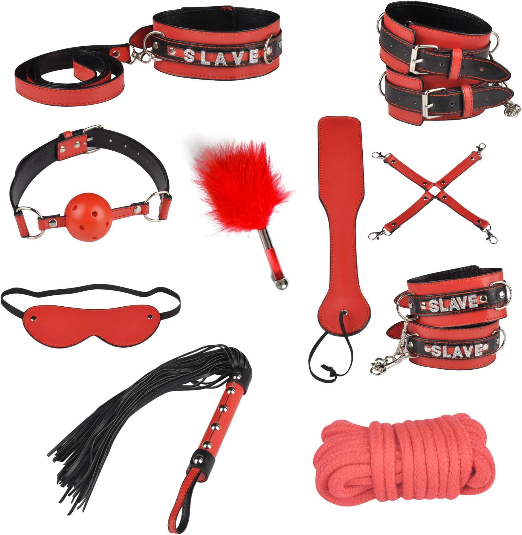 Deluxe 11 Piece Real Leather"Slave" Rhinestone Set
