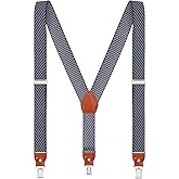 EOAYONY Men's suspenders Elastic Y Back Adjustable Heavy Duty Strong Clips 1.4" Wide