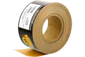 Dura-Gold Premium 320 Grit Gold PSA Longboard Sandpaper 20 Yard Long Continuous Roll, 2-3/4" Wide - Self Adhesive Stickyback Sandpaper for Automotive, Woodworking Air File Sanders, Hand Sanding Blocks