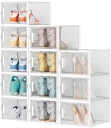 SIMPDIY 12-Pack Clear Stackable Shoe Boxes with Lids, Ventilation, UK 12 Fit view 1