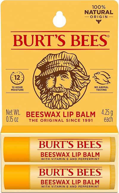 Burt's Bees 100 Natural Moisturizing Lip Balm Twin Pack Beeswax Peppermint
