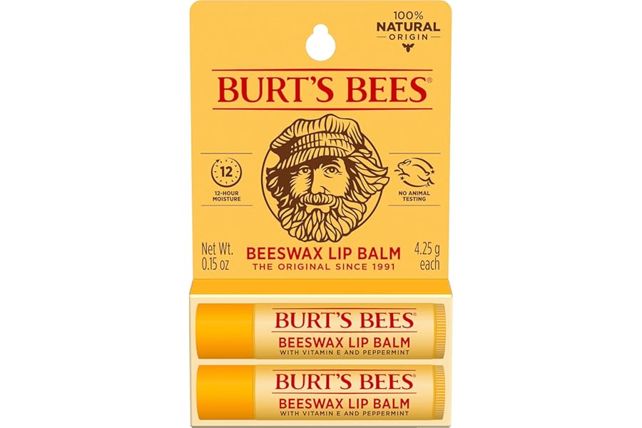 Burt’s Bees Lip Balm – Original Beeswax, Lip Moisturizer With Responsibly Sourced Beeswax, Tint-Free, Natural Origin Conditioning Treatment, 2 Tubes, 0.15 oz.