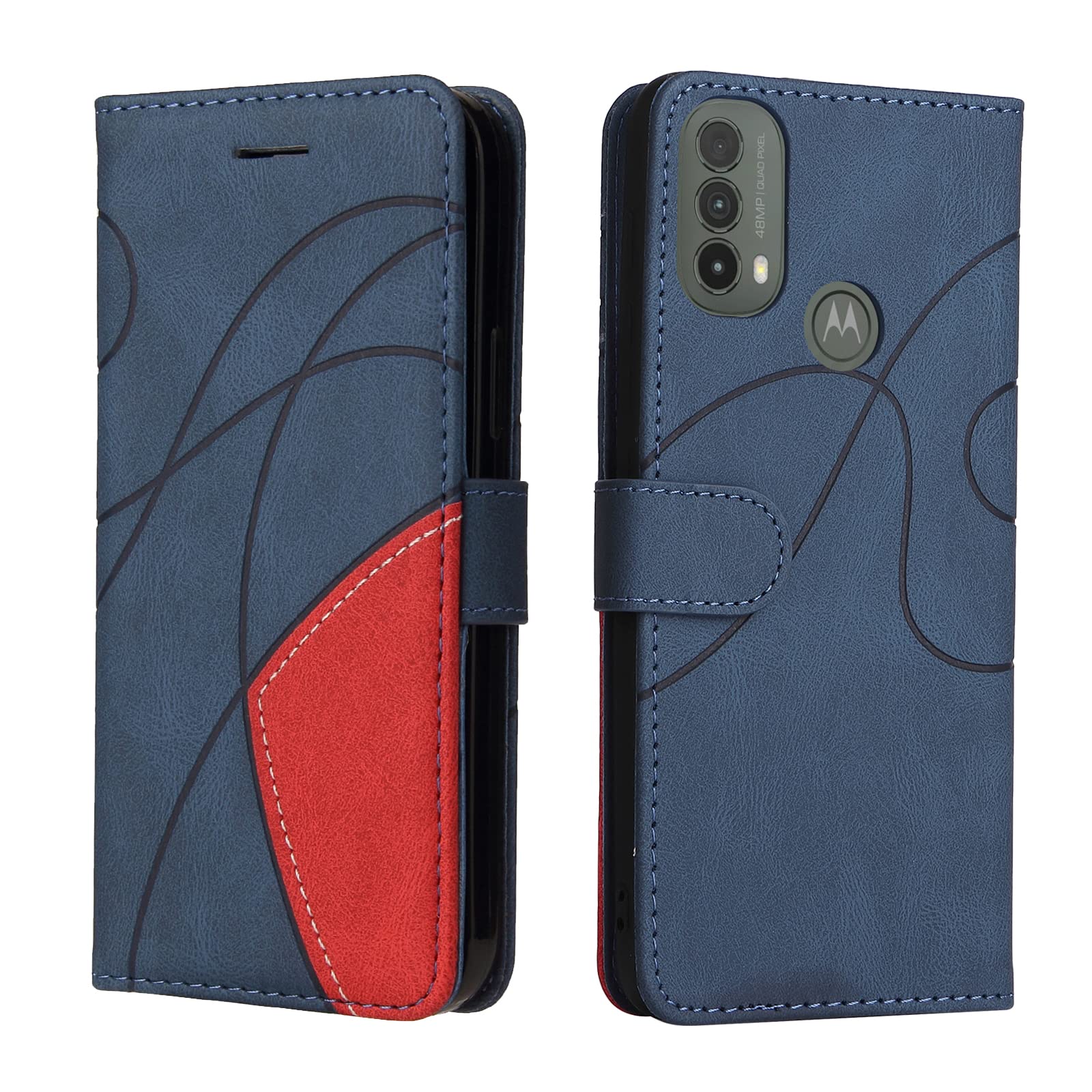 Motorola Moto E20 / E30 / E40 Wallet Case, Soft Leather Wallet Case Flip Folding Shockproof Cover with Card Slots Stand Magnetic Protective Compatible with Moto E20 / E30 / E40 Phone Case, Blue