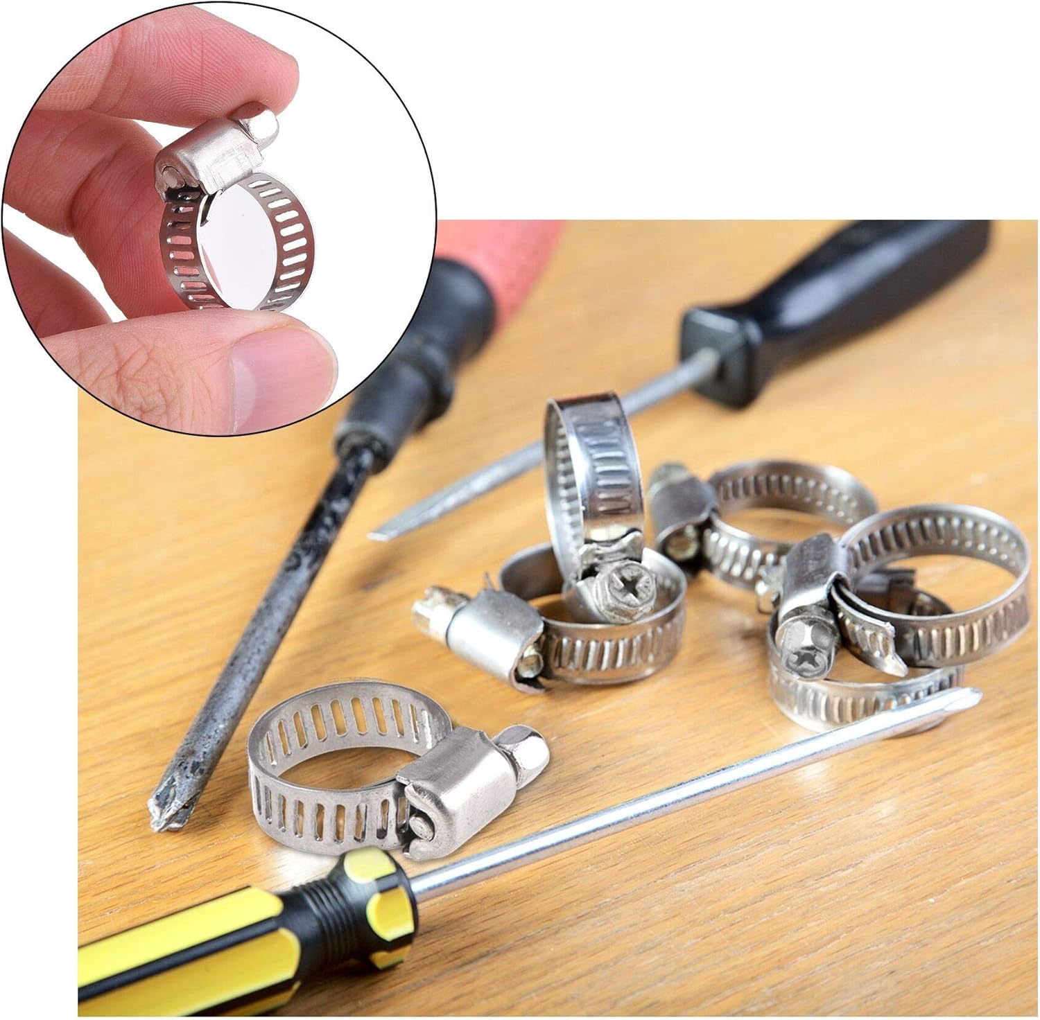 Hose Clamp 24pcs Adjustable Jubilee Clip 13-19mm Pipe Tube Clamps Stainless Steel Worm Drive Clips for Household Securing Cable Fuel Lines - Image 4