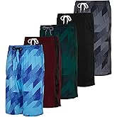 Real Essentials 5-Pack Boys' Dry-Fit Active Athletic Performance Basketball Shorts with Pockets