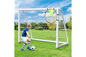 TYRSEN Soccer Goal for Backyard 8x6FT/10x6.5FT/12x6FT Soccer Net with Soccer Targets for Goals Training, Soccer Goals for Kids and Adults with Weatherproof UPVC Frame and Ground Stakes
