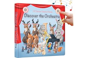 LEARNING BUGS Discover The Orchestra – 28 Instrument Sounds and Classical Pieces, Musical Books for Toddlers, 28-Button Music Book, Musical Toys for Toddlers 1-3