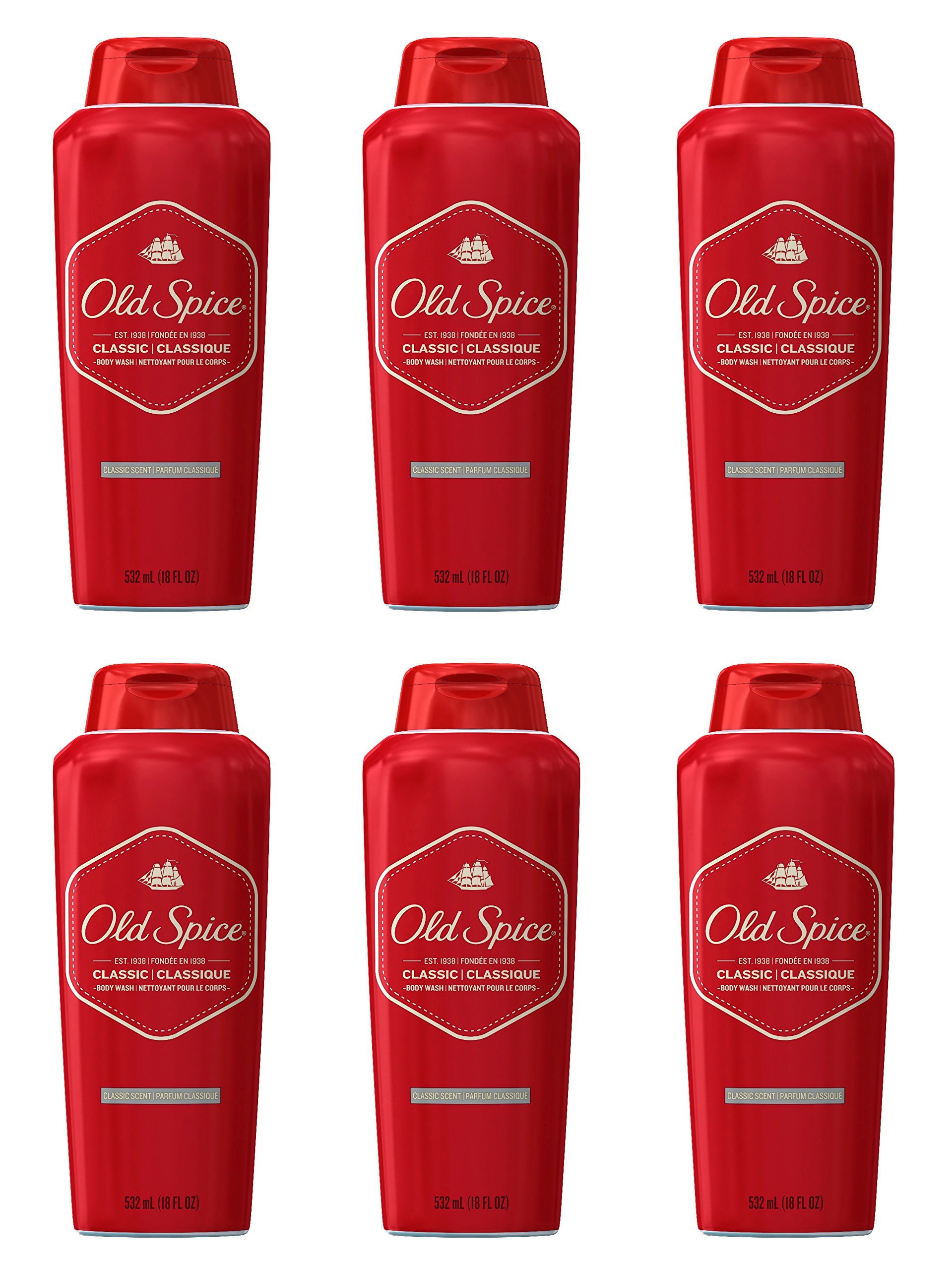 Old Spice Classic Scent Men's Body Wash 18 Fl Oz (Pack of 6) Pack of 6
