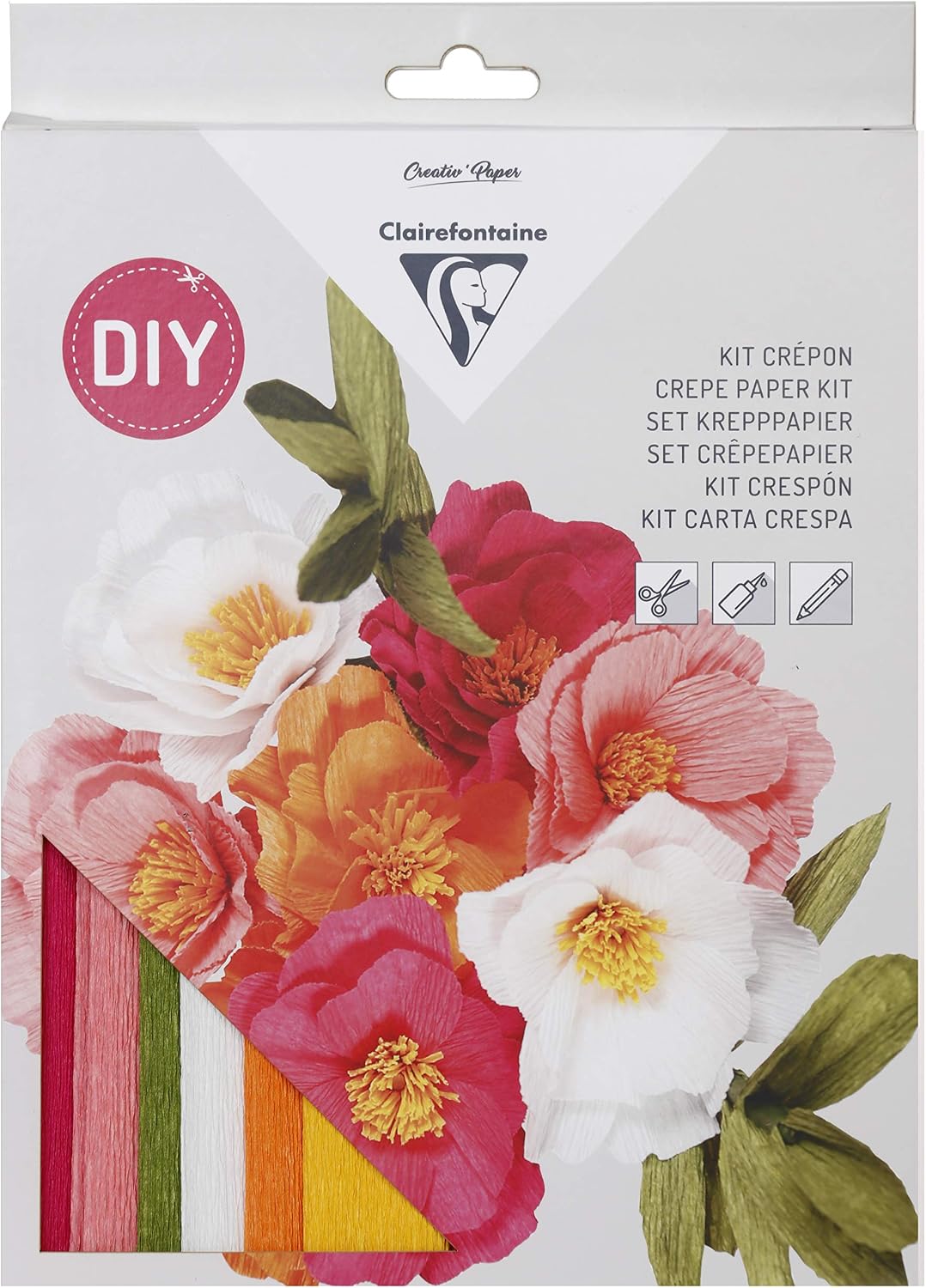 Clairefontaine 97705C Kit Crepon Florist DIY Bouquet of Flowers Paper Crepe Floral Adhesive Tape Step by Step Included Creative