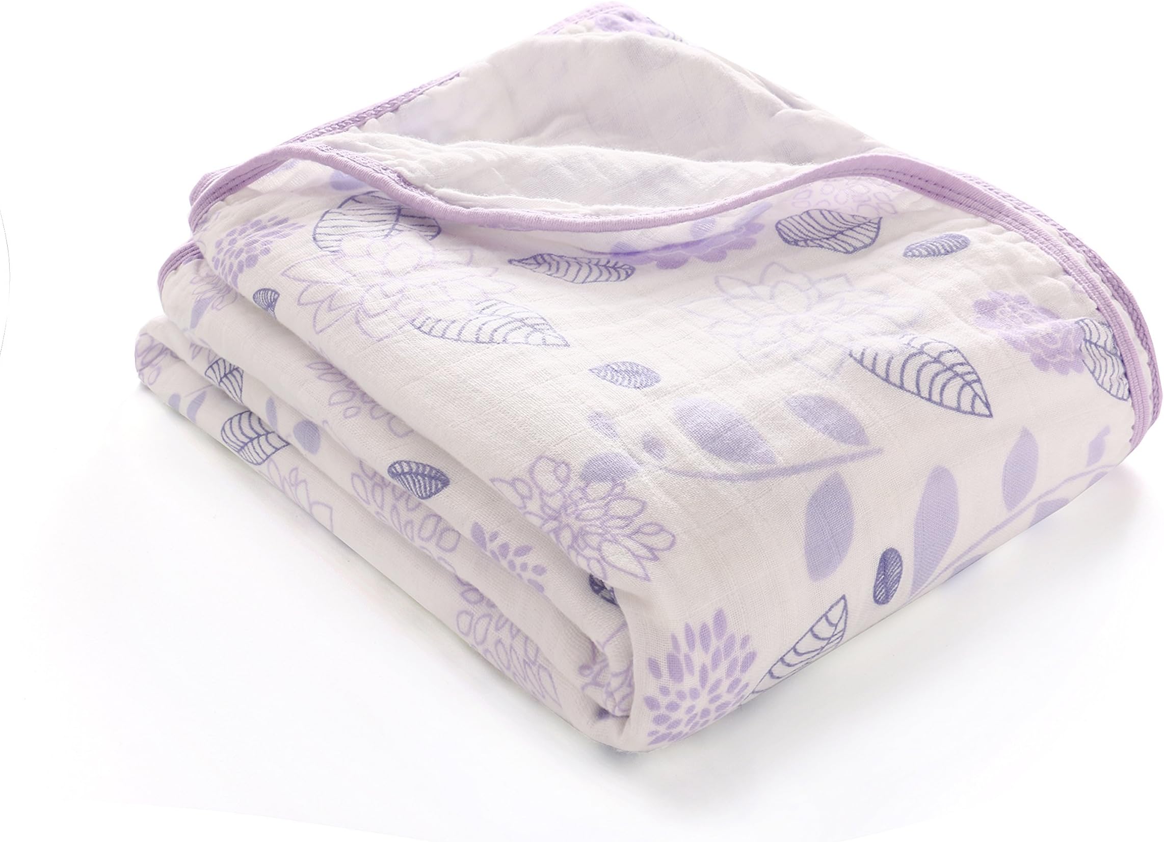 LAT LEE AND TOWN Muslin Swaddle Blankets-Baby Swaddling Wrap,Double Layers Muslin Blankets Large Muslin Swaddle,Bed Blankets 59''x 47''(Purple)