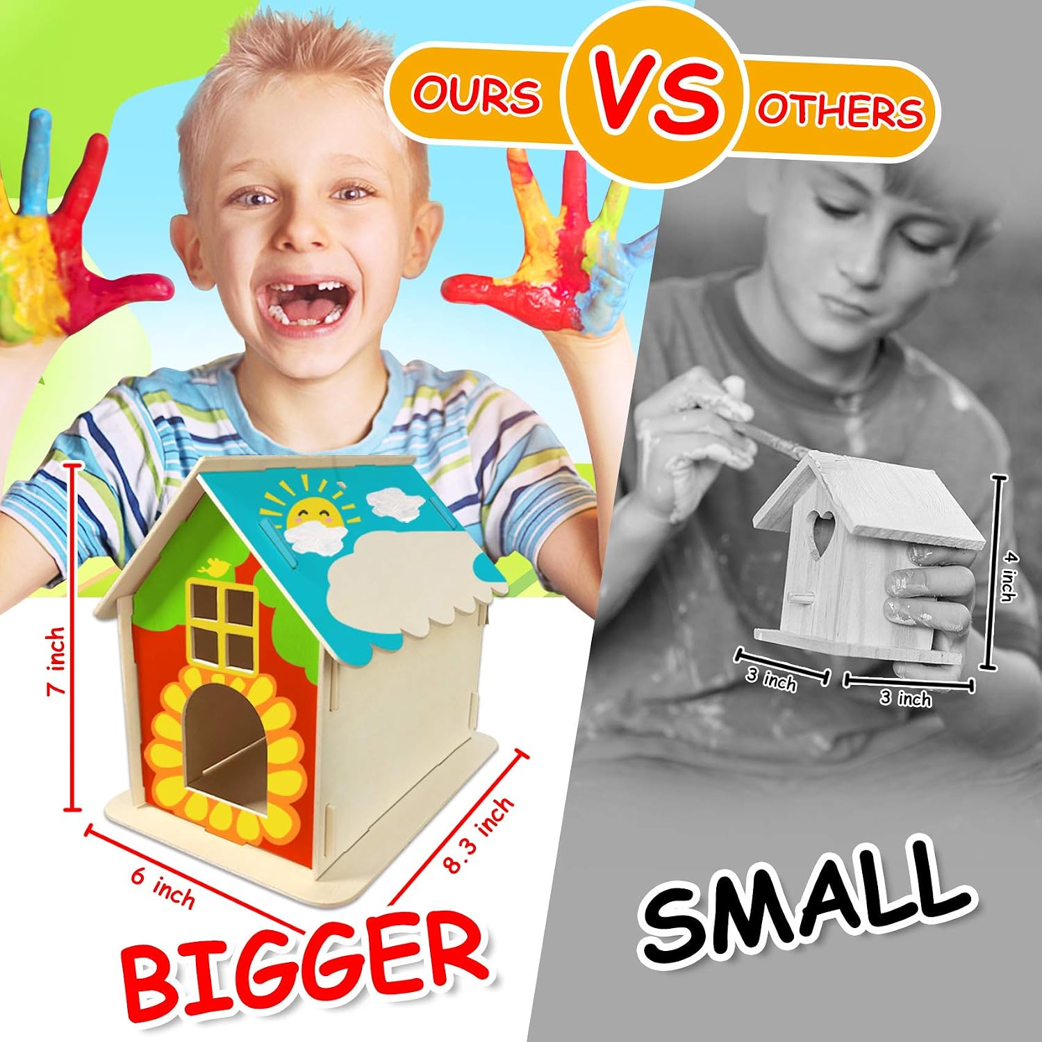 Heyzeibo DIY Birdhouse Kit for Kids 3 Sets Super Large Wooden Bird Bungalow Hanging Kits, Wood Birdhouse Making Set - Image 4