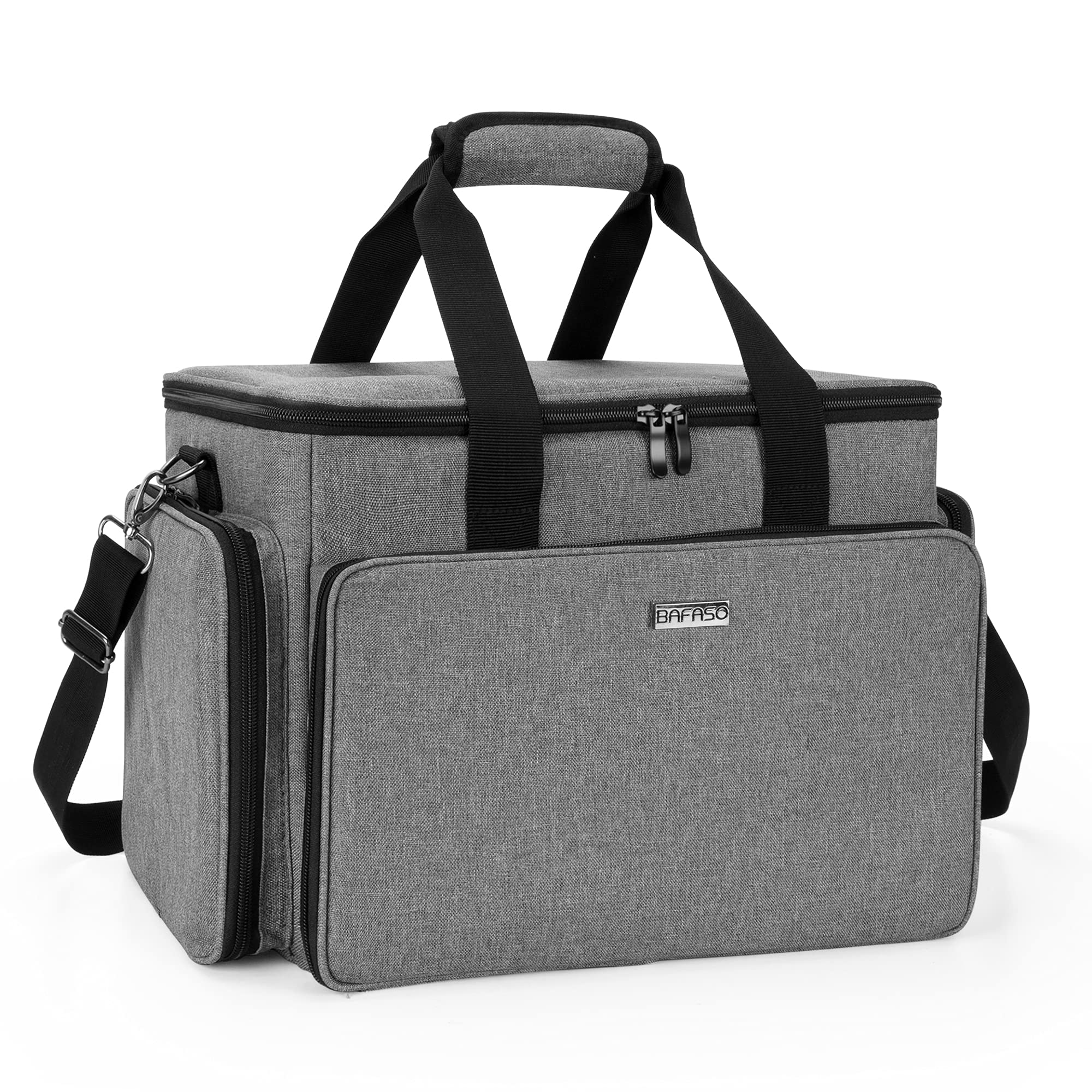 BAFASO Large Cosmetic Bag Makeup Bag with Adjustable Dividers, Travel Makeup Case Holds Cosmetics and Hair Supplies, Gray