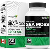 RENEW ACTIVES Sea Moss – Triple-Action Antioxidant Blend with BioPerine – Organic Irish Sea Moss 500MG, Bladderwrack 500MG & 