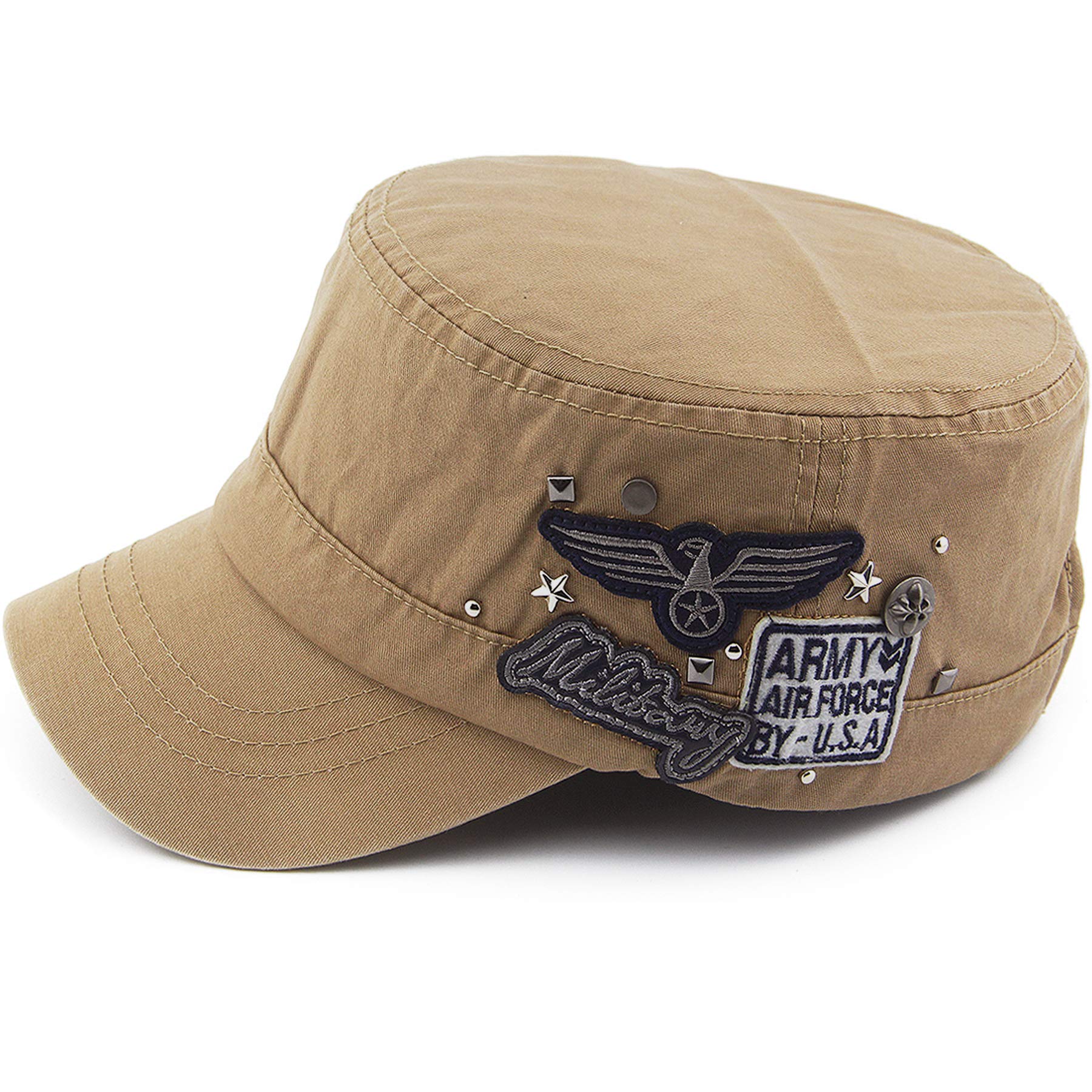 Rayna Fashionsoft Cotton Lining Cadet Army Hats Military Flat Top