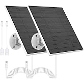 Solar Panel for Eufy Outdoor Camera, 5W Solar Panel Charger Compatible with Eufycam, Continuous Power Supply, 9.8ft Charging Cable, IP65 Waterproof, Adjustable Wall Mount, 2 Pack