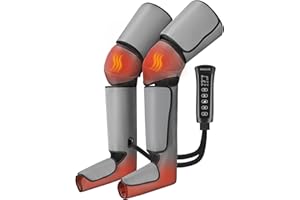 Nekteck Leg Massager for Circulation and Pain Relief, Air Compression Foot Calf Thigh Massager with 2 Heat and 3 Vibration Fu
