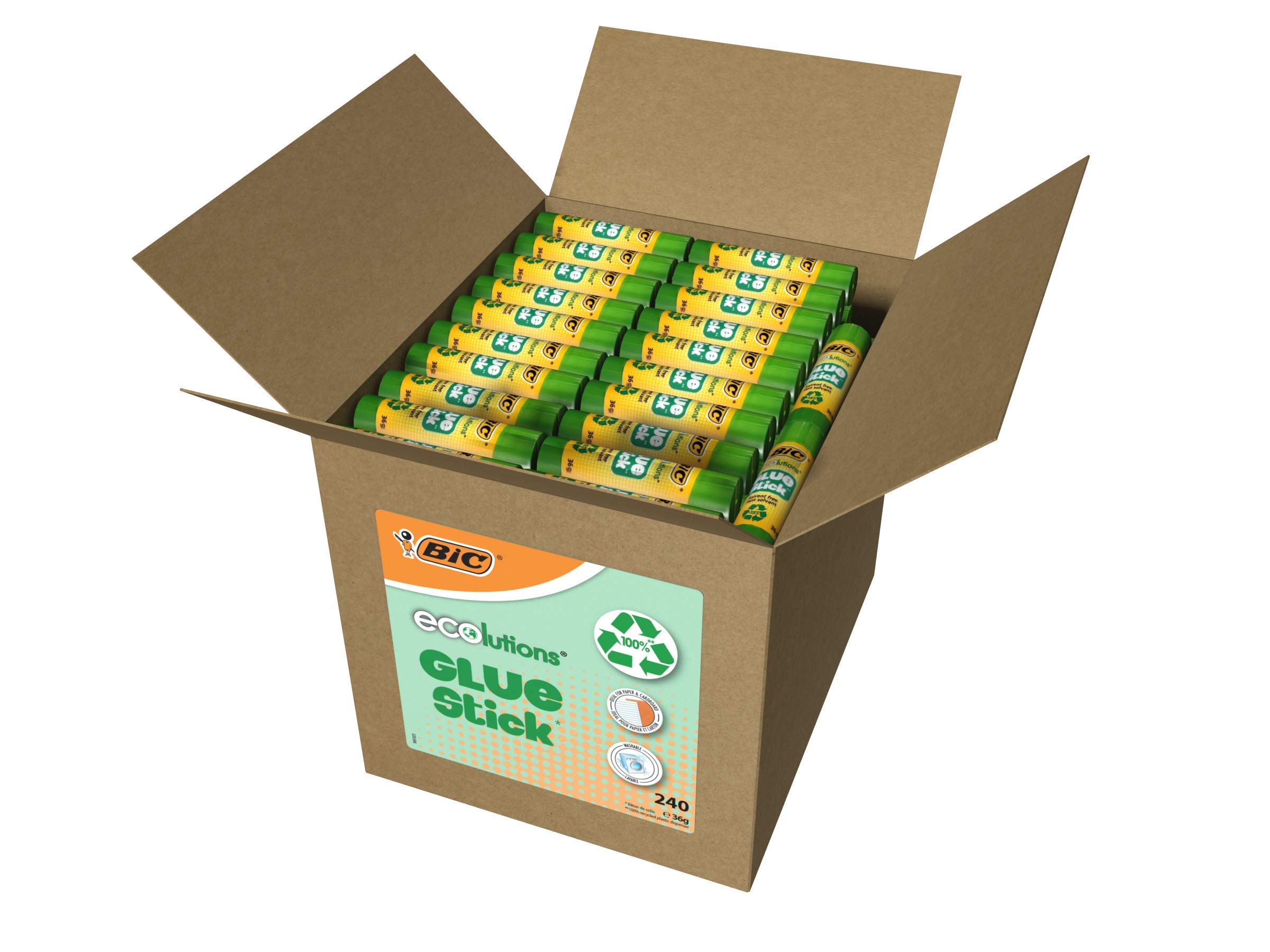 BIC ECOlutions Glue Sticks - 36 g, Box of 240