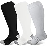 LEVSOX Plus Size Compression Socks Wide Calf Men&Women 20-30 mmhg Knee High Support Socks for Medical, Nurse, Diabetic