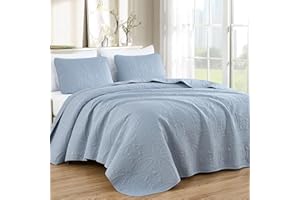 Chezmoi Collection Austin King Oversized Bedspread Set, 3-Piece Pinsonic Quilted Lightweight Microfiber Bedspread Coverlet, C