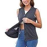 Mastectomy Shirts with Drain Pockets V-Neck Open Front Breast Cancer Shirts for Women Post Mastectomy Must Haves