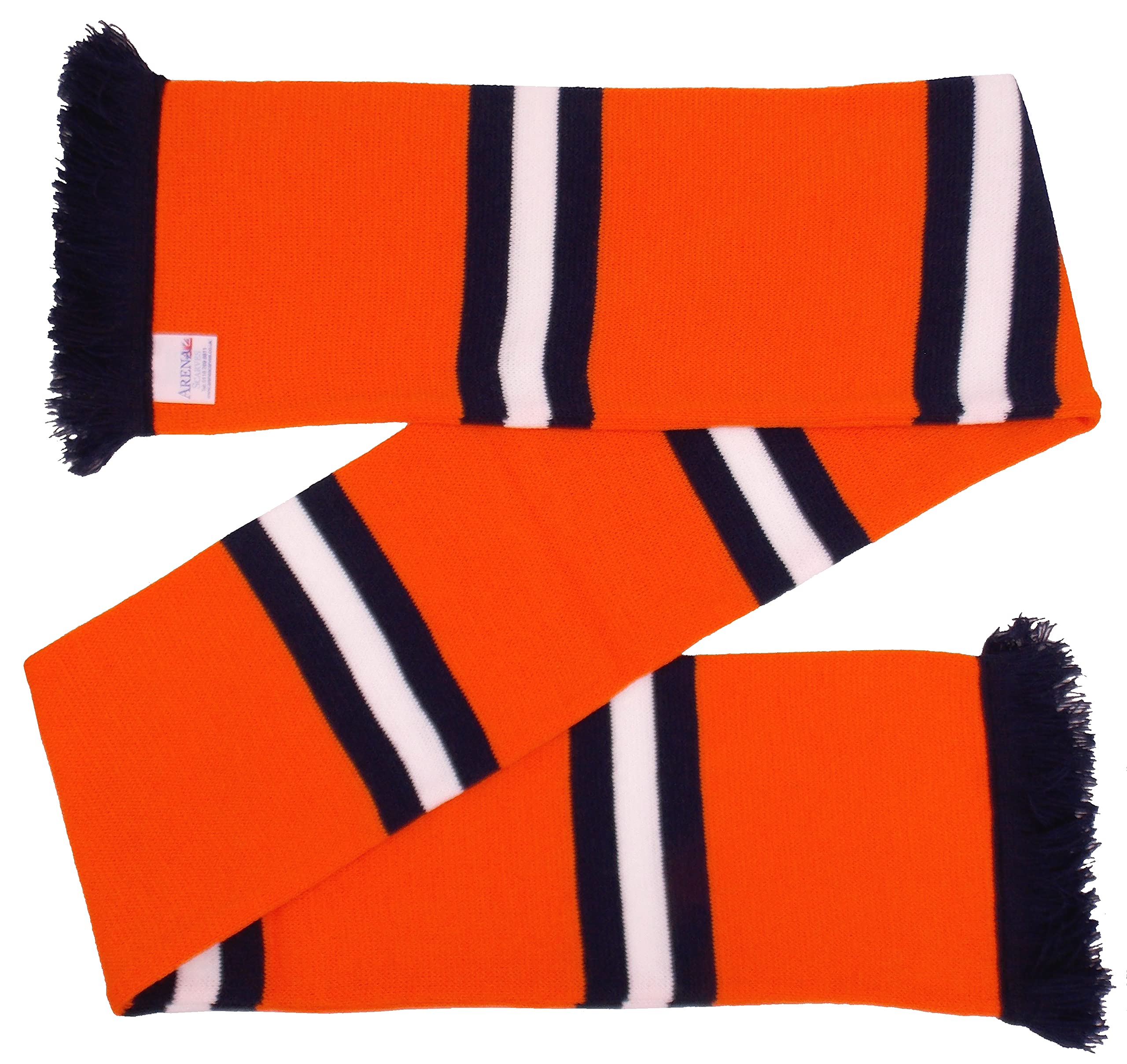 Luton Town Supporters Tangerine, Navy and White Striped Scarf