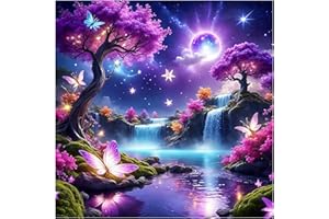 Lophomie Diamond Art Kits for Adults, 5D DIY Purple Landscape Diamond Painting Kits for Adults Beginners, Diamond Dots Kits Gem Arts Crafts for Home Wall Decor 14x14 Inch