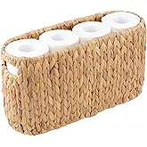 Toilet Paper Storage Basket, Toilet Paper Holder with Storage for Up to 8 Rolls, Coastal Bathroom Decor, Rattan Bathroom Accessories