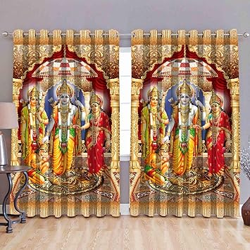 Buy Brother Handloom Polyester Ram Darbar Print Curtain For Door