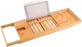 Relux Premium Bamboo Bath Caddy Bridge Extendable Luxury Book Rest view 2