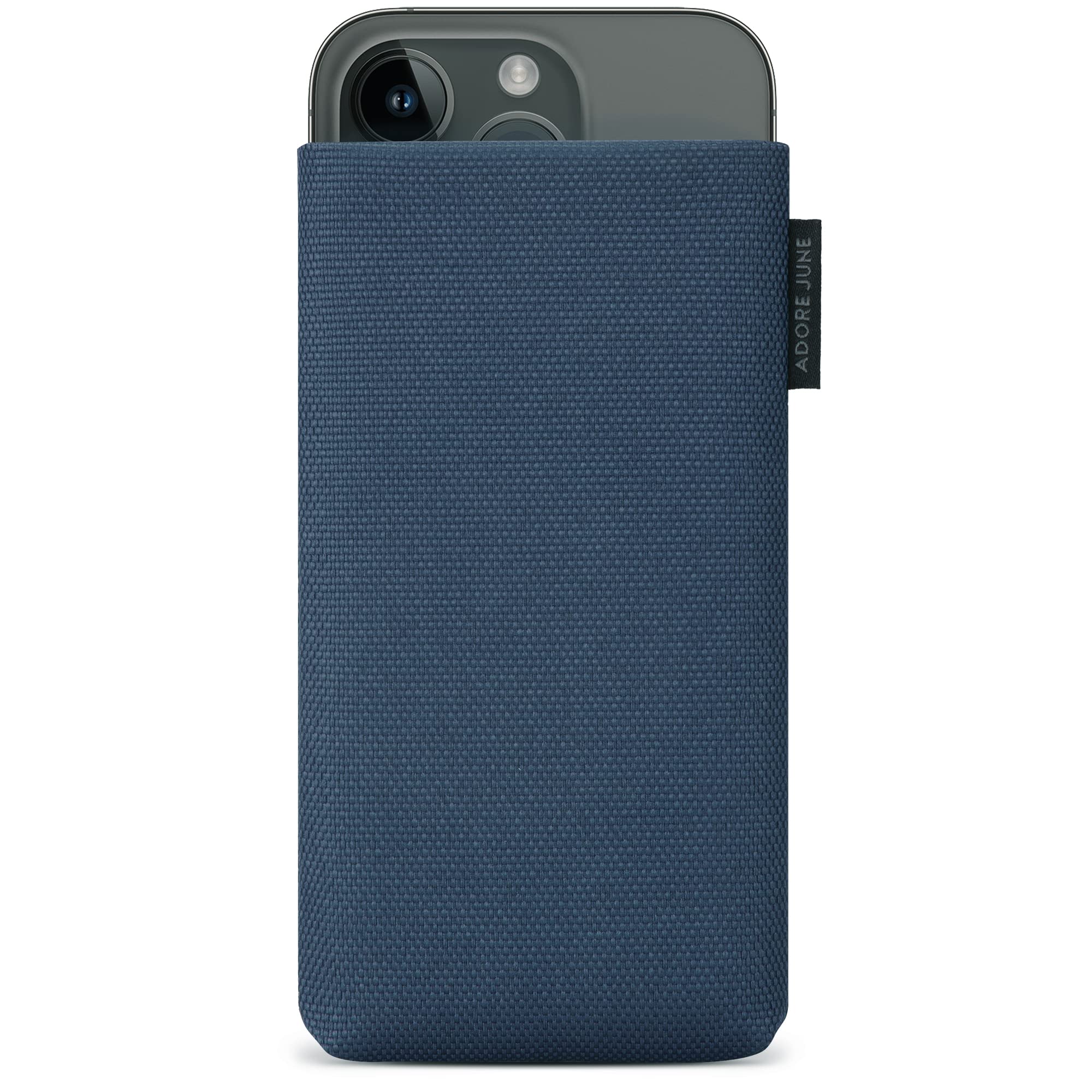 Adore June Mobile Phone Case Classic Recycled Blue Compatible with iPhone 15 14 / iPhone 15 14 Pro, Modern Sustainable R-PES Fabrics, Made in Europe