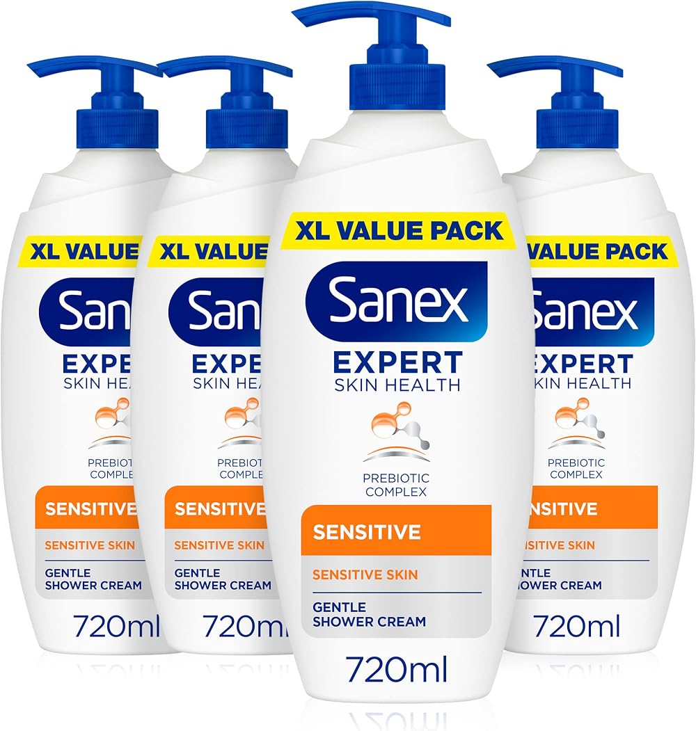 Sanex Expert Skin Health Sensitive Shower Gel 4 Pack 720ml Bottles