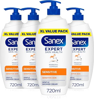 Sanex Expert Skin Health Sensitive Shower Gel 4 Pack 720ml Bottles