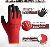 Velway 12 Pairs Safety Work Gloves PU Coated L 9 Garden Mechanic view 2