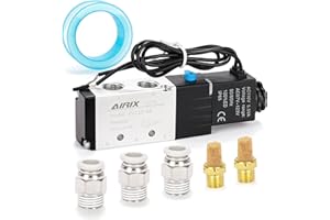 AIRIX 4V210-08 Pneumatic Solenoid Valve AC110V, 2 Position 5 Way, 1/4" NPT, Pilot-Operated Single Coil, Fast Response Electric Air Valve Out Of Line & Quick Connect Fittings