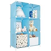Portable Closet 6 Cube Closet Organizer and Storage Shelf Bookcase with Metal Hammer, Organizer Cabinet for Kids, Bedroom, Bathroom