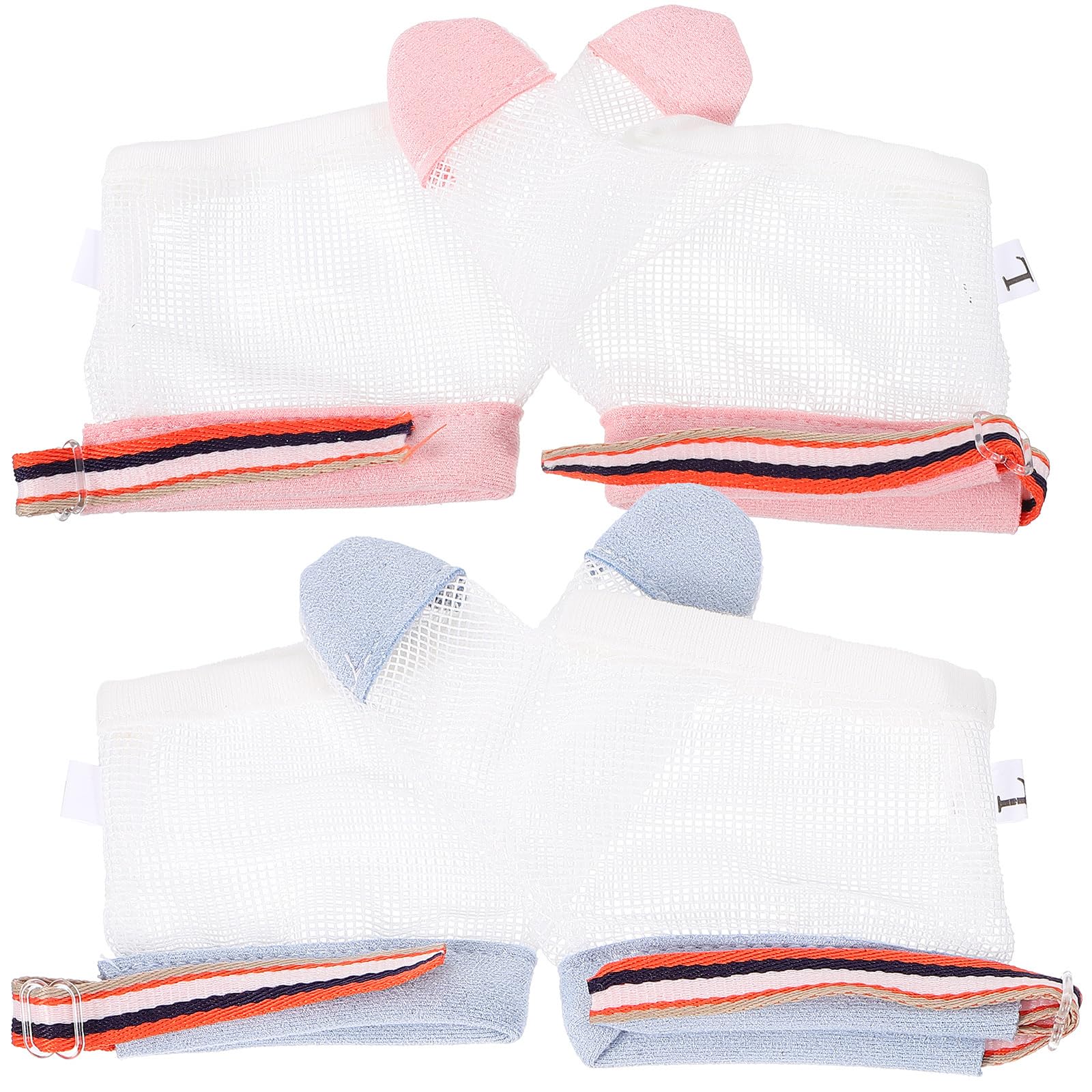 Cabilock 2 Pairs Baby Thumb Sucking Gloves Soft Breathable Hand Cloth Covers with Wrist Strap Stop Thumb Sucking Prevention for Toddlers Size L