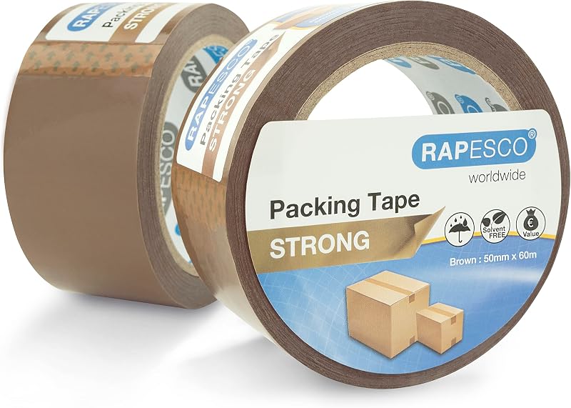Rapesco 1696 Strong Packing Tape 50mm x 60m Brown Pack of 2