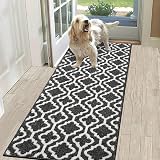 SHACOS Black Runner Rug 50 x 150 cm Non Slip Washable Hallway Rug